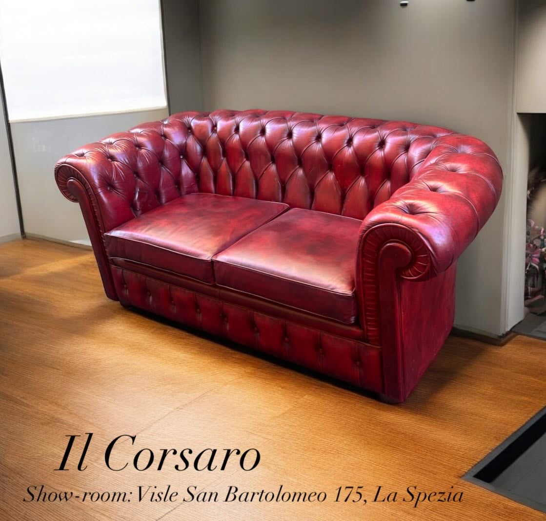 Stile Marina divani in pelle rosso anticato