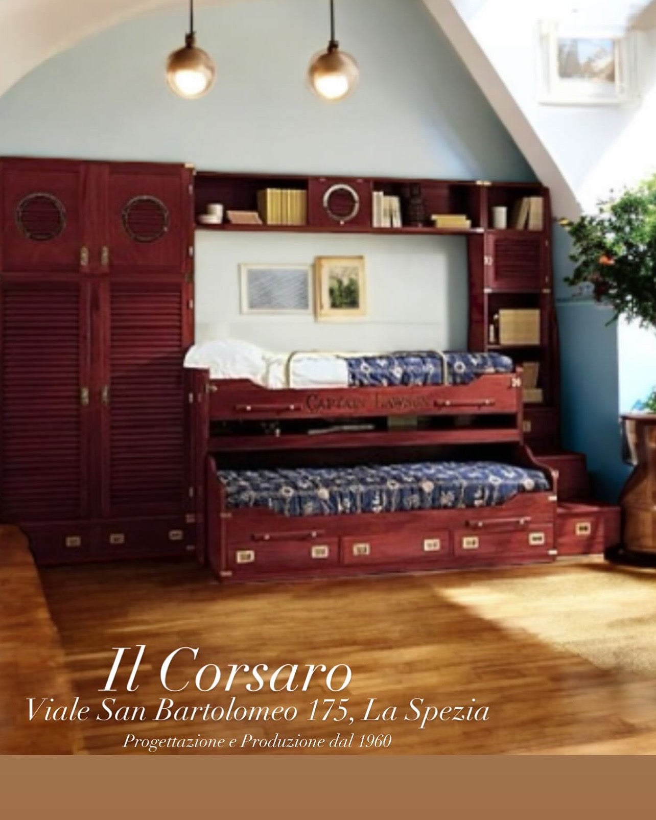 Realizzazione cameretta stile marina con letto a castello Lord Nelson