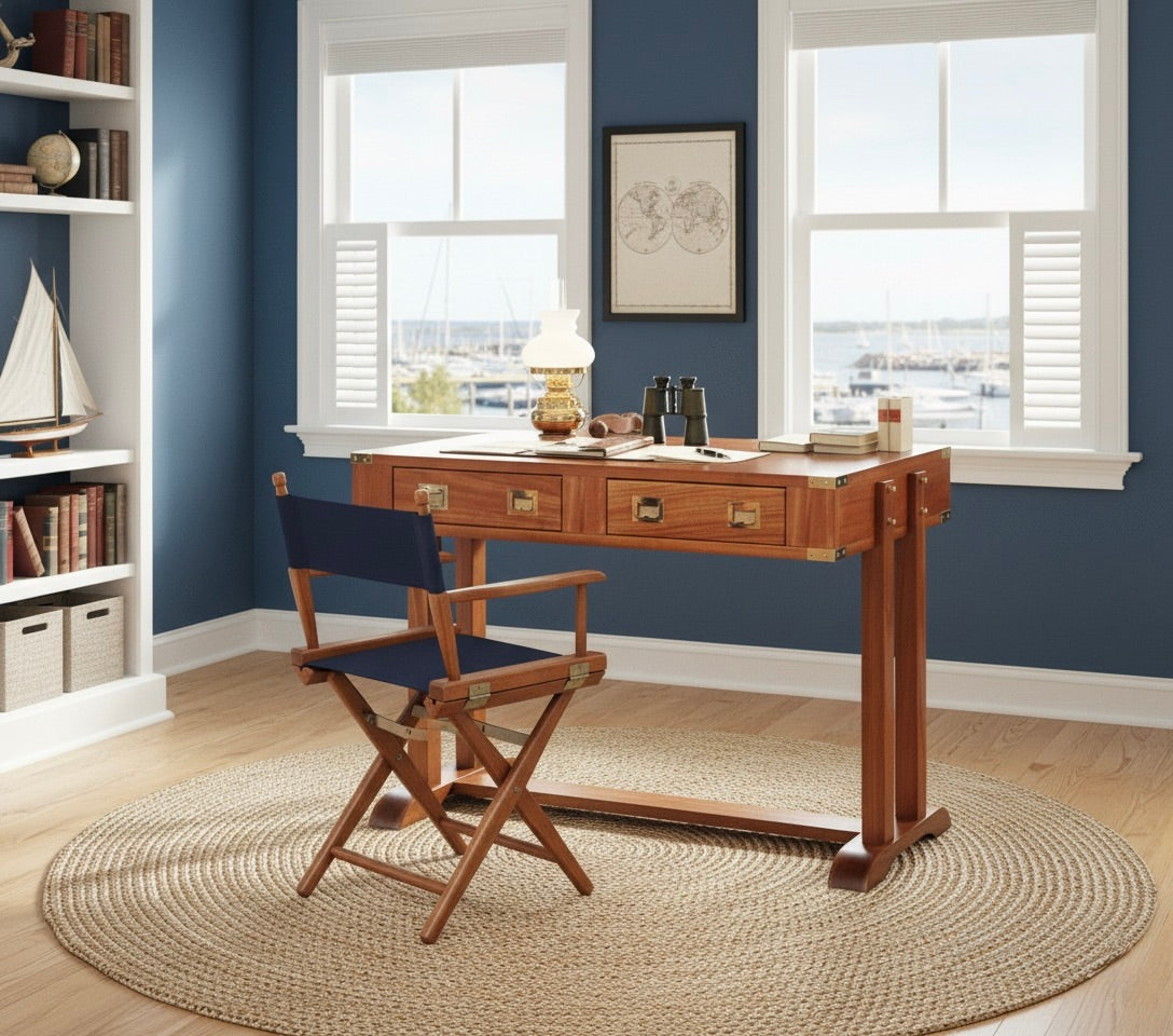 Scrivania Stile Marina modello “Vento di Mare” in legno di mogano chiaro