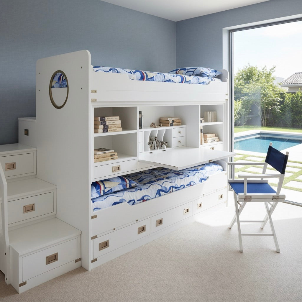 Letto a Castello per la cameretta stile marina Letto multifunzione “Cabina New Port” – Il Corsaro Arredamenti Stile Marina
