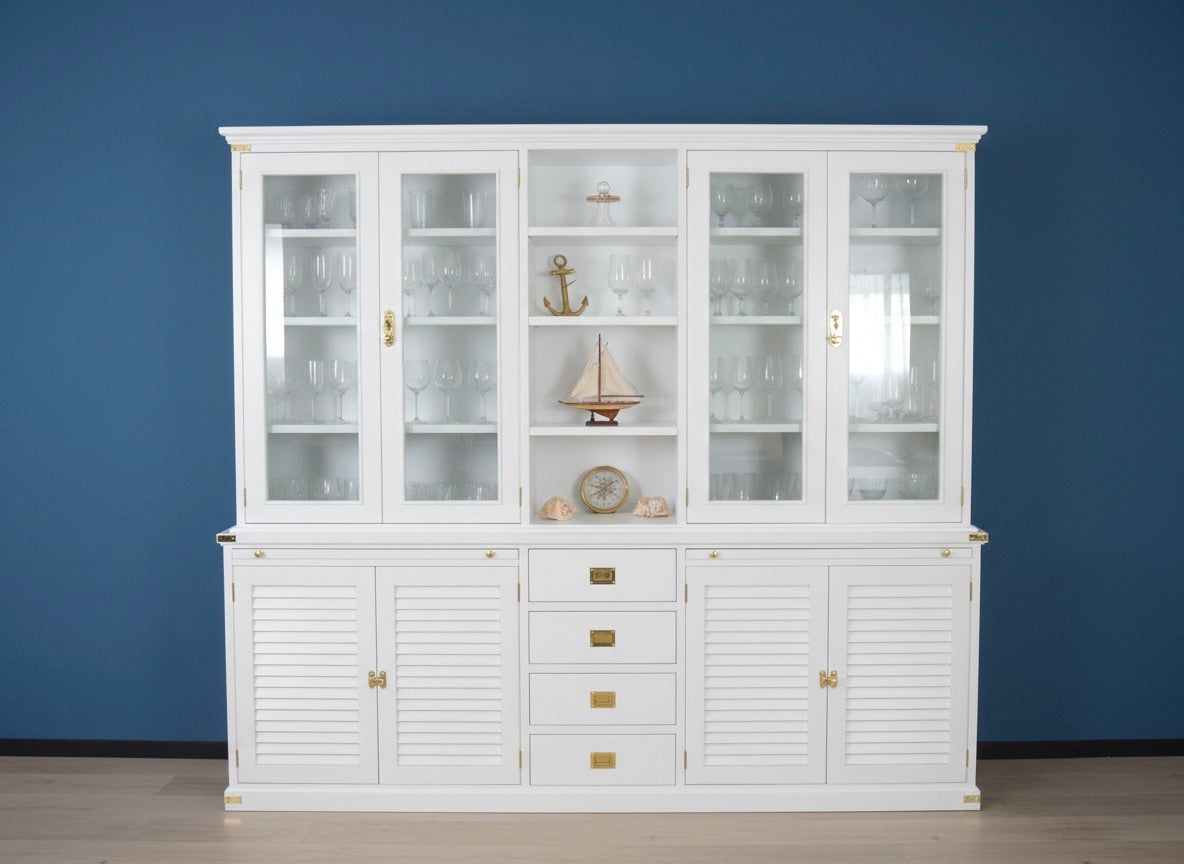 Vetrina Libreria stile marina new port Il corsaro credenza + alzata con vetri e vano giorno