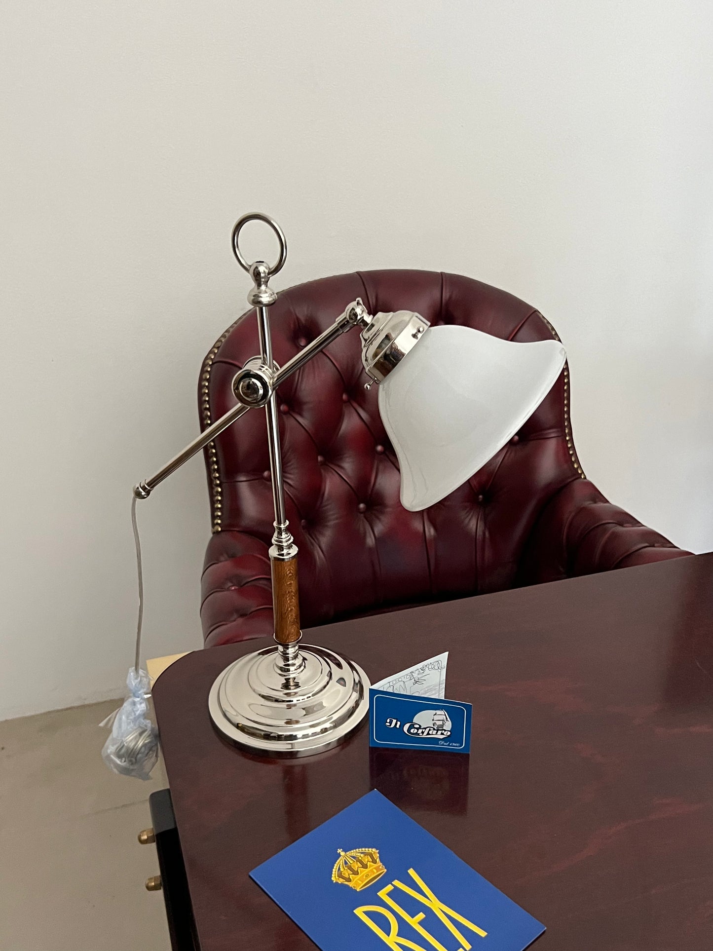Lampada da scrivania stile marina in ottone cromato