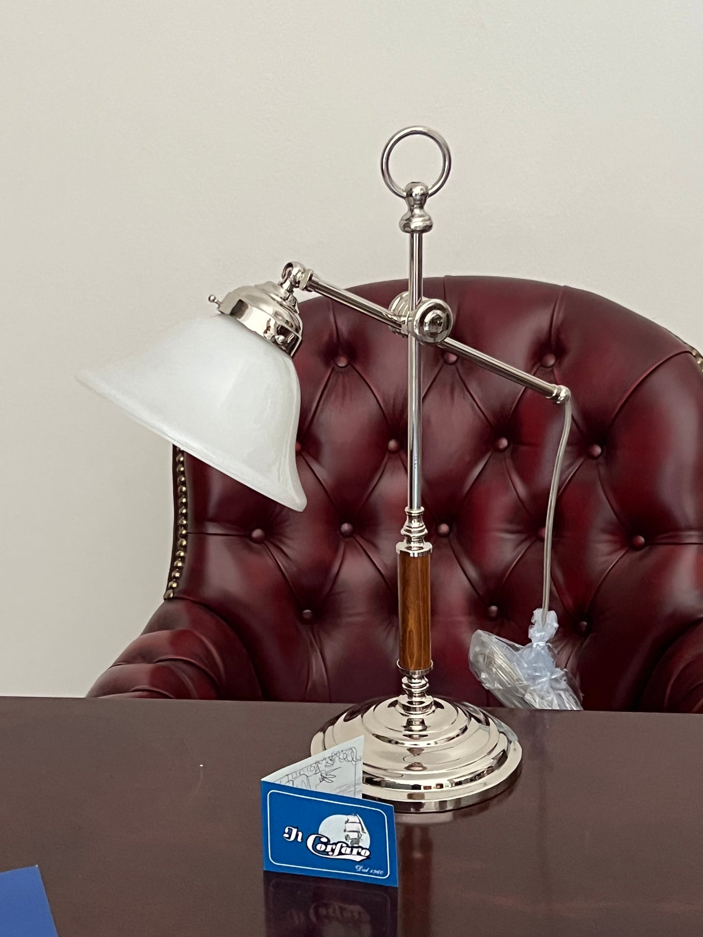 Lampada da scrivania stile marina in ottone cromato