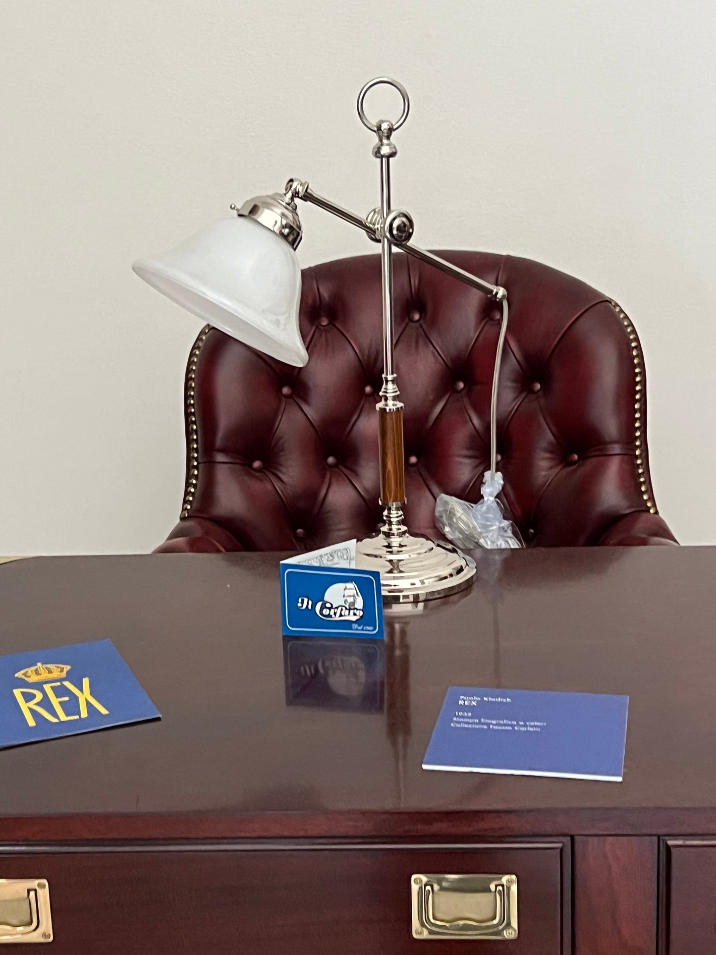 Lampada da scrivania stile marina in ottone cromato