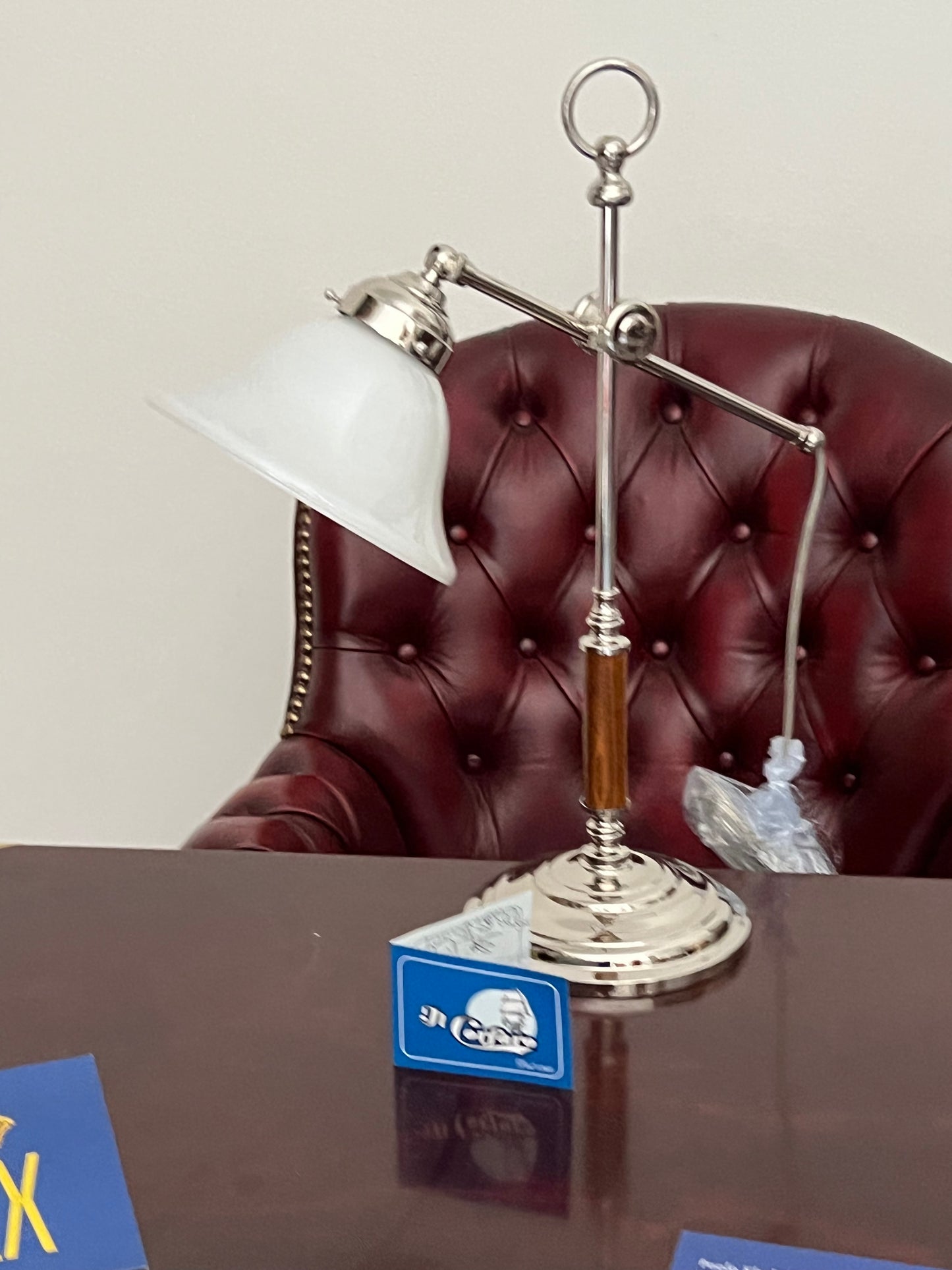 Lampada da scrivania stile marina in ottone cromato