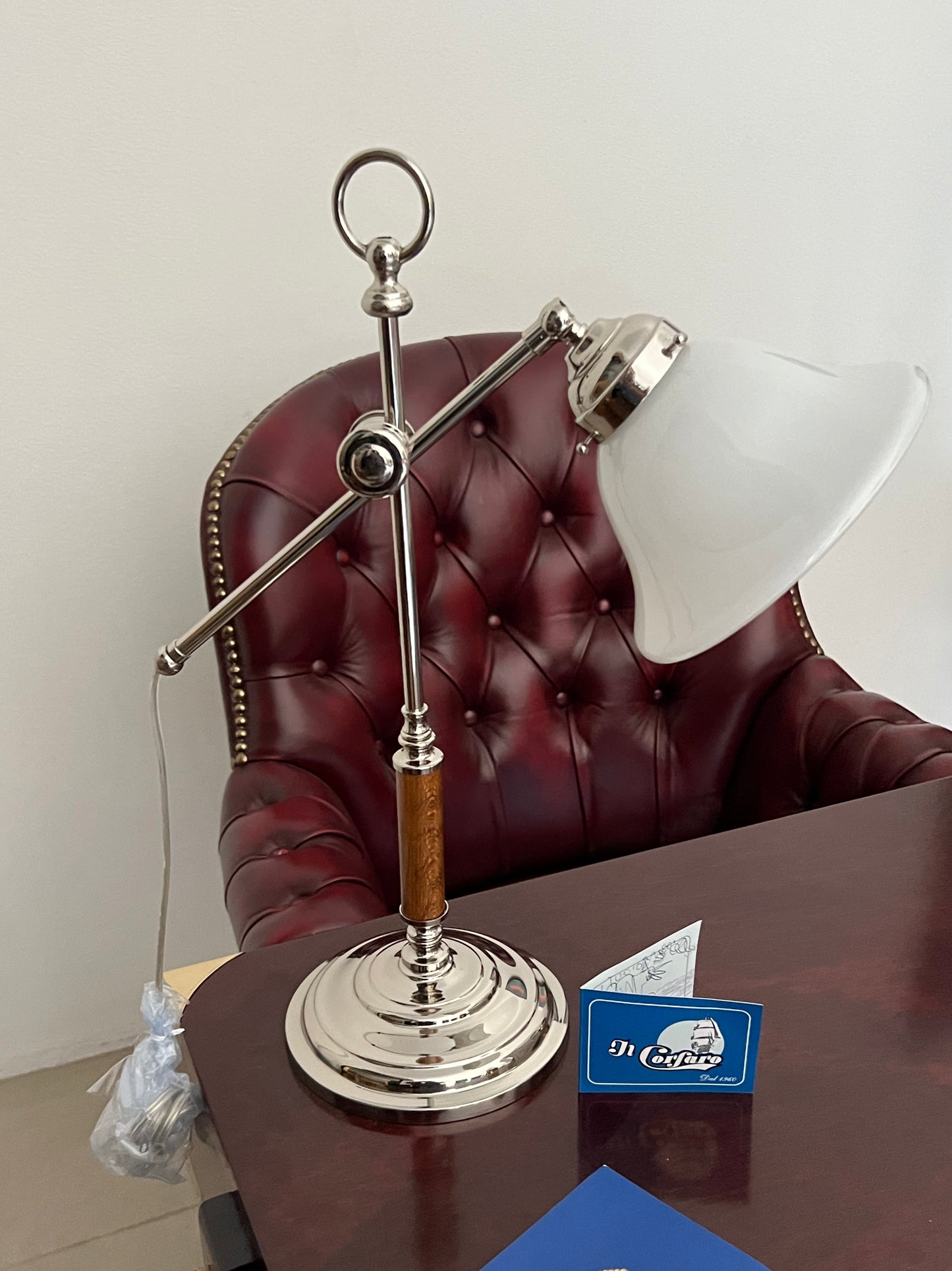 Lampada da scrivania stile marina in ottone cromato