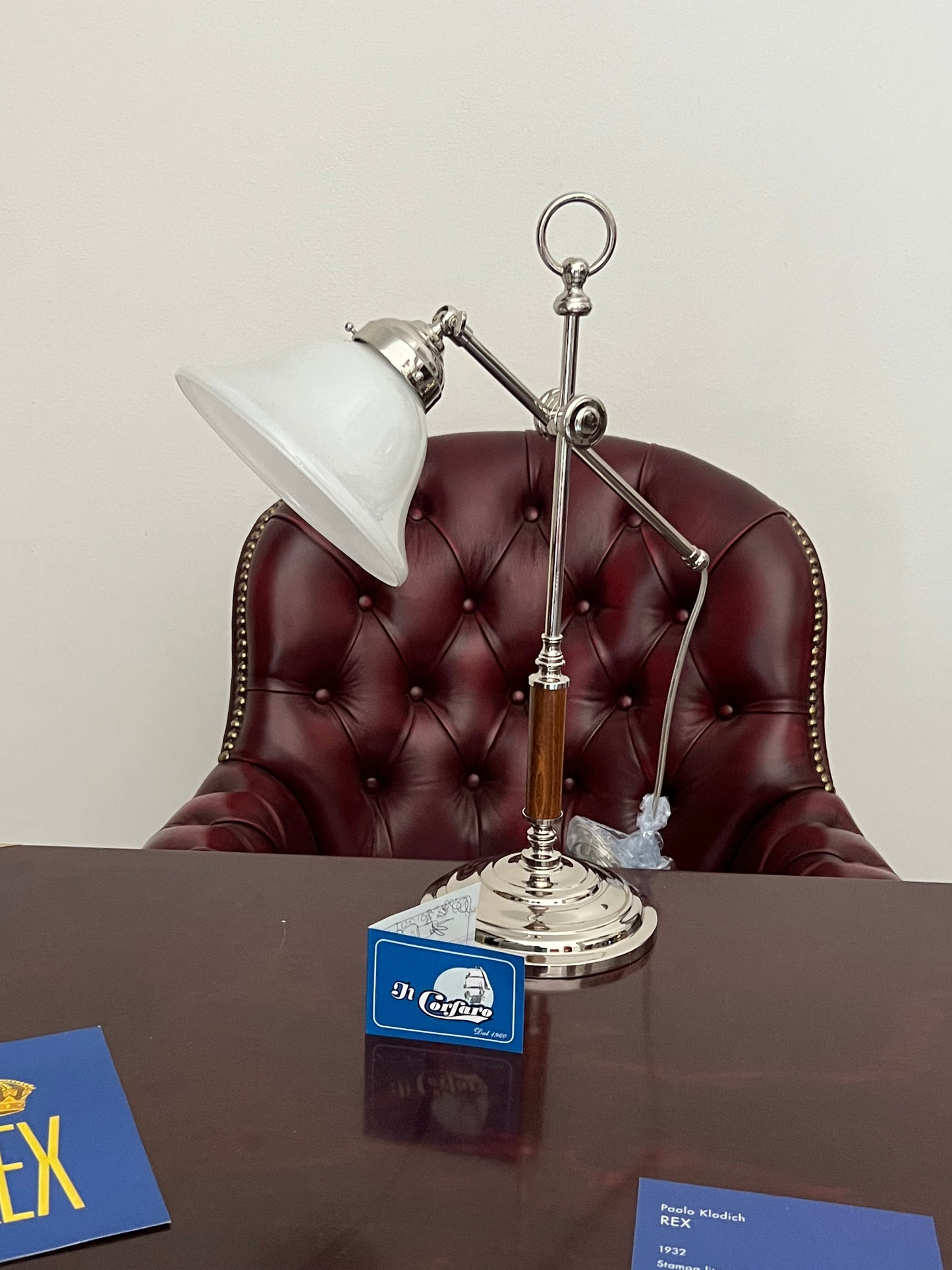 Lampada da scrivania stile marina in ottone cromato