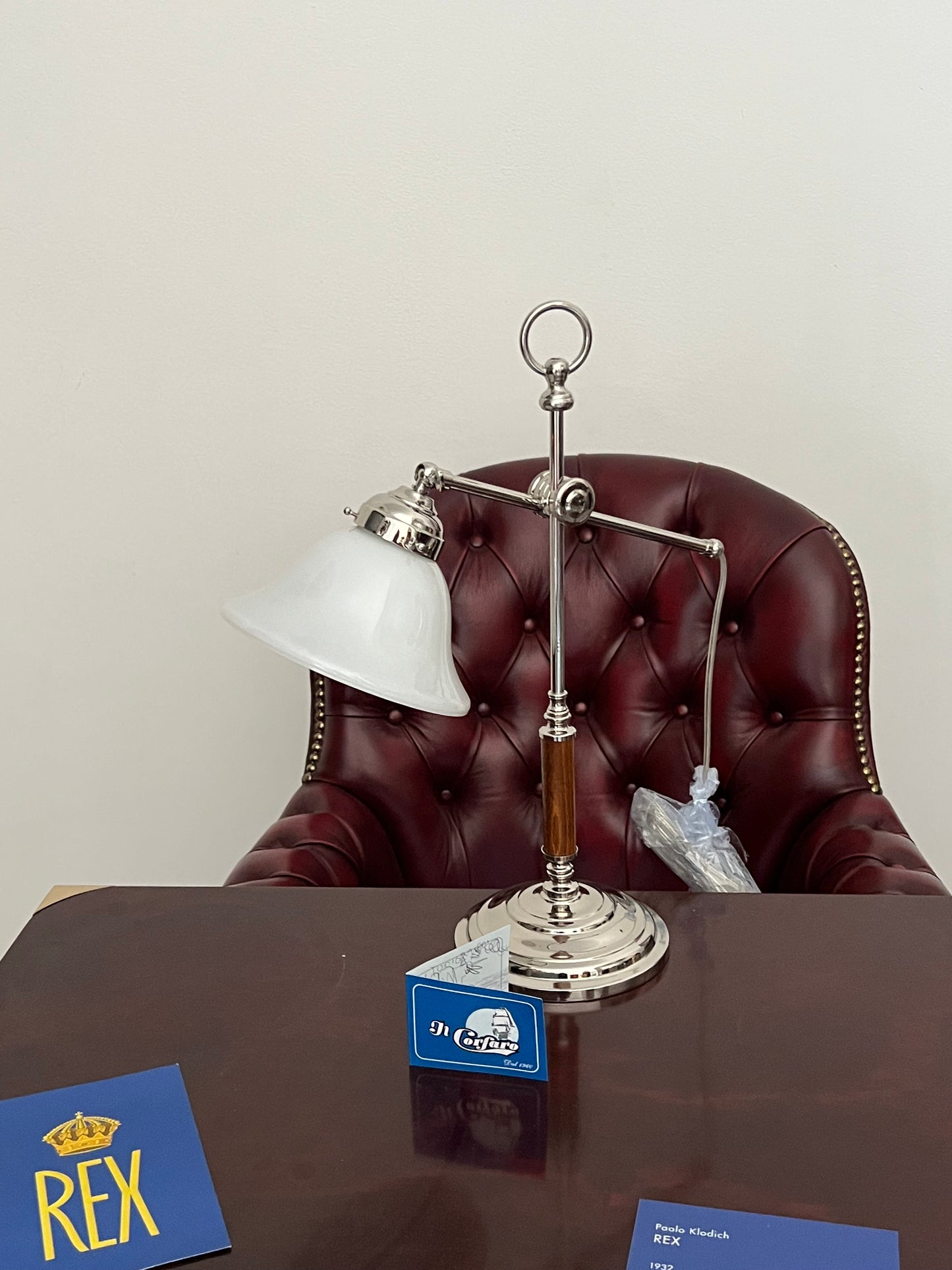 Lampada da scrivania stile marina in ottone cromato