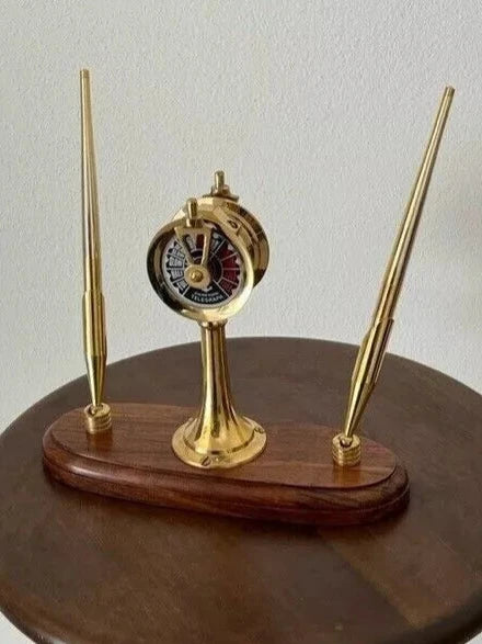 Idea Regalo- Portapenne ottone navale a forma di telegrafo di comando da scrivania con penne
