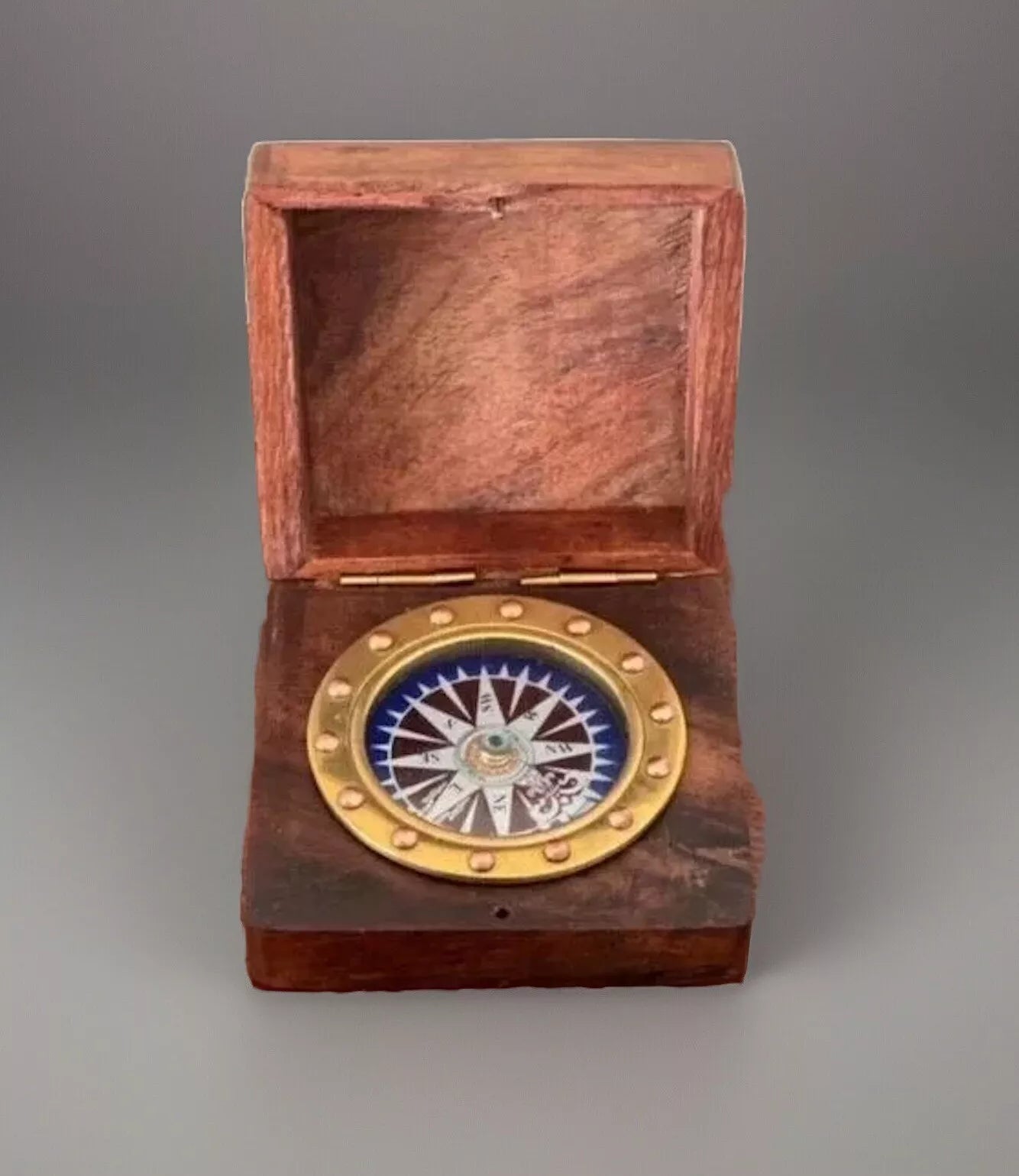 Idea Regalo - Bussola nautica in ottone, e legno