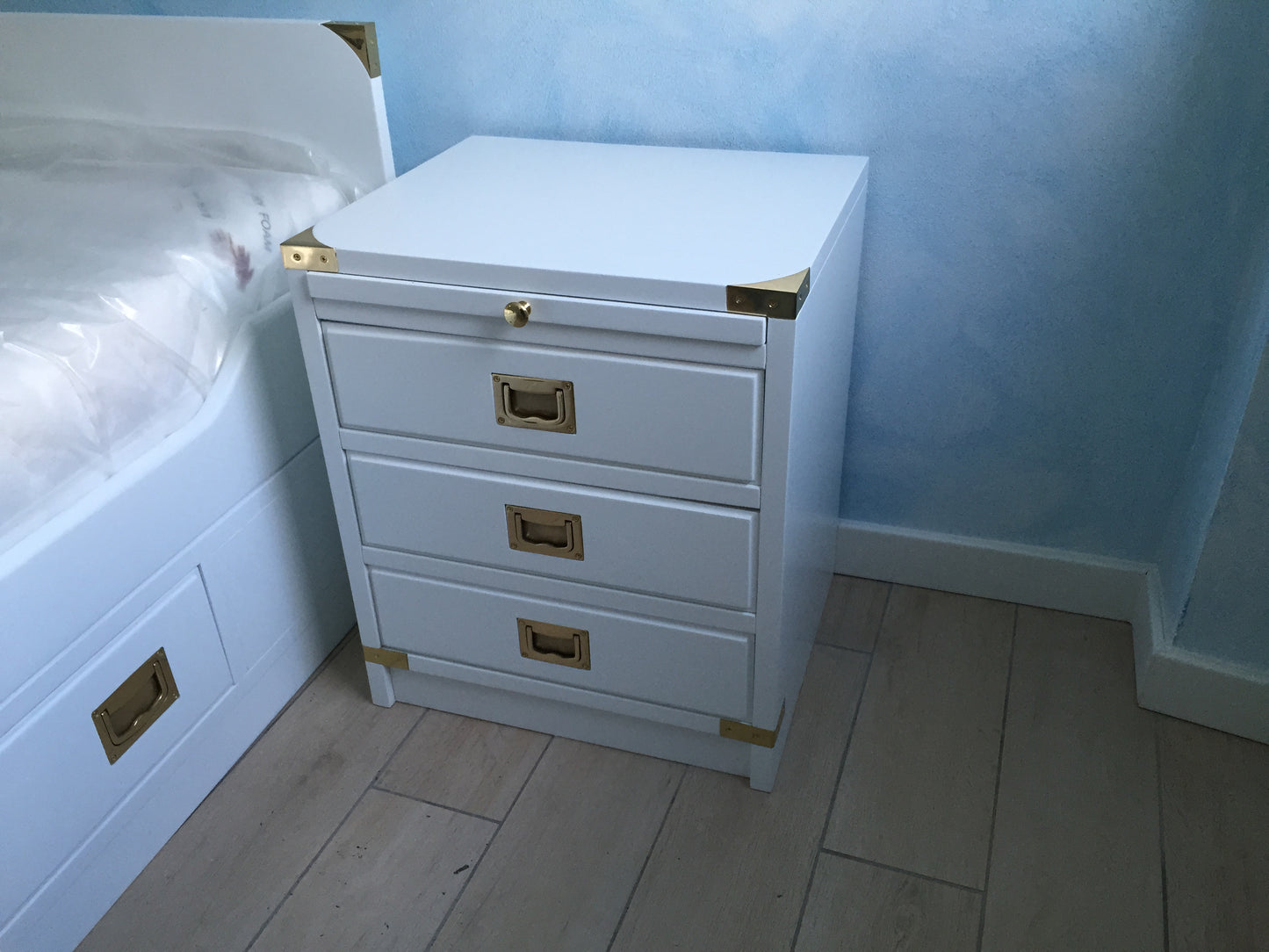 Mobile comodino Stile marina collezione New Port in bianco made in italy