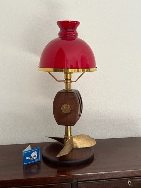Lampada navale artigianale con elica e bozzello