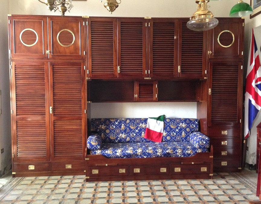 Cameretta stile marina artigianale con armadio a ponte made in Italy