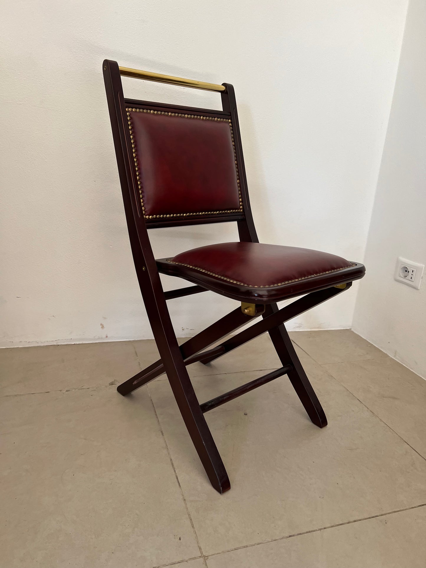 Sedia in pelle pieghevole stile marina artigianale