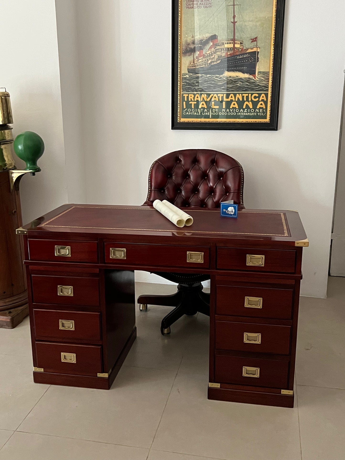 Scrivania del capitano stile marina artigianale dal 1960 Made in Italy