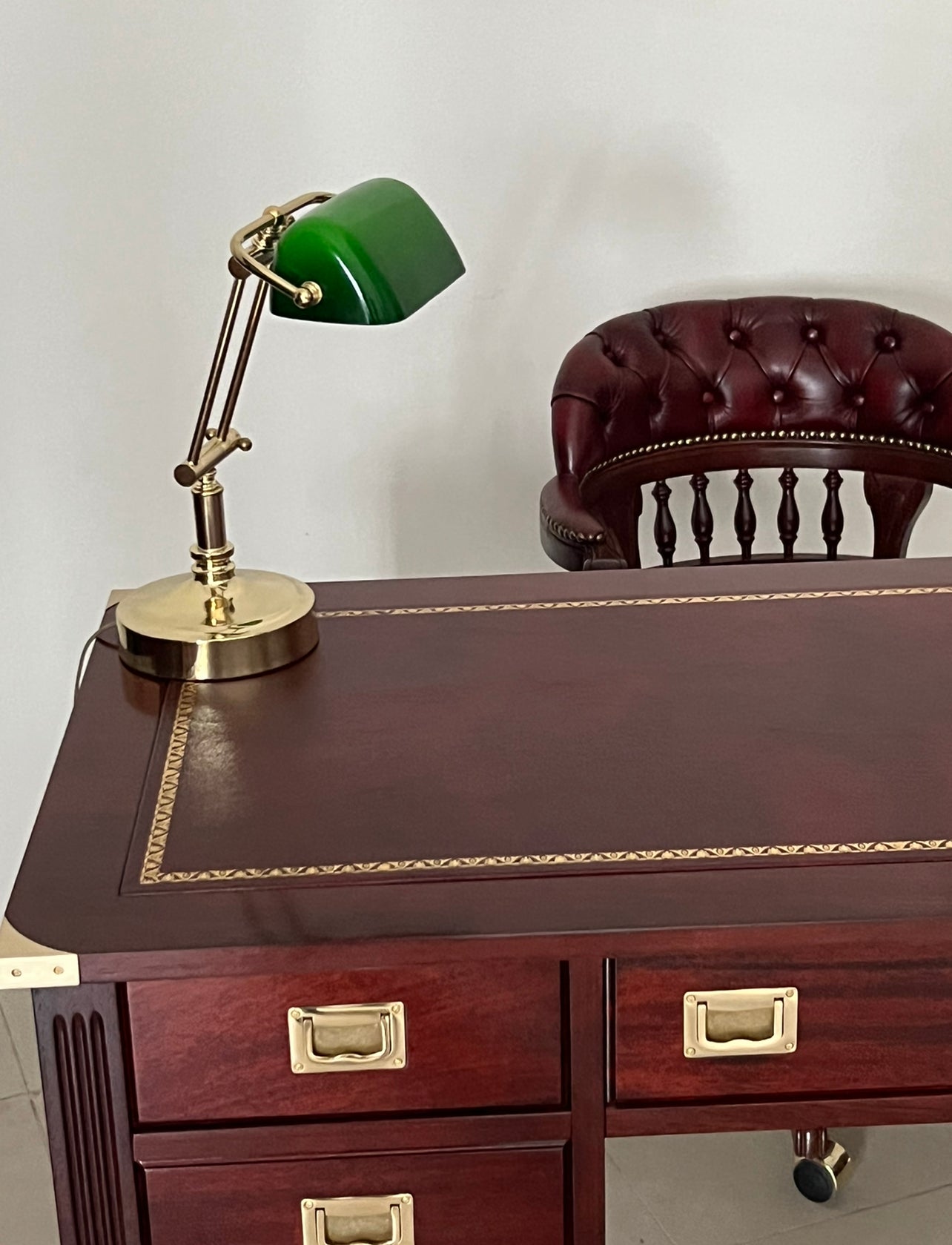 Lampada stile marina da scrivania vetro tegola verde