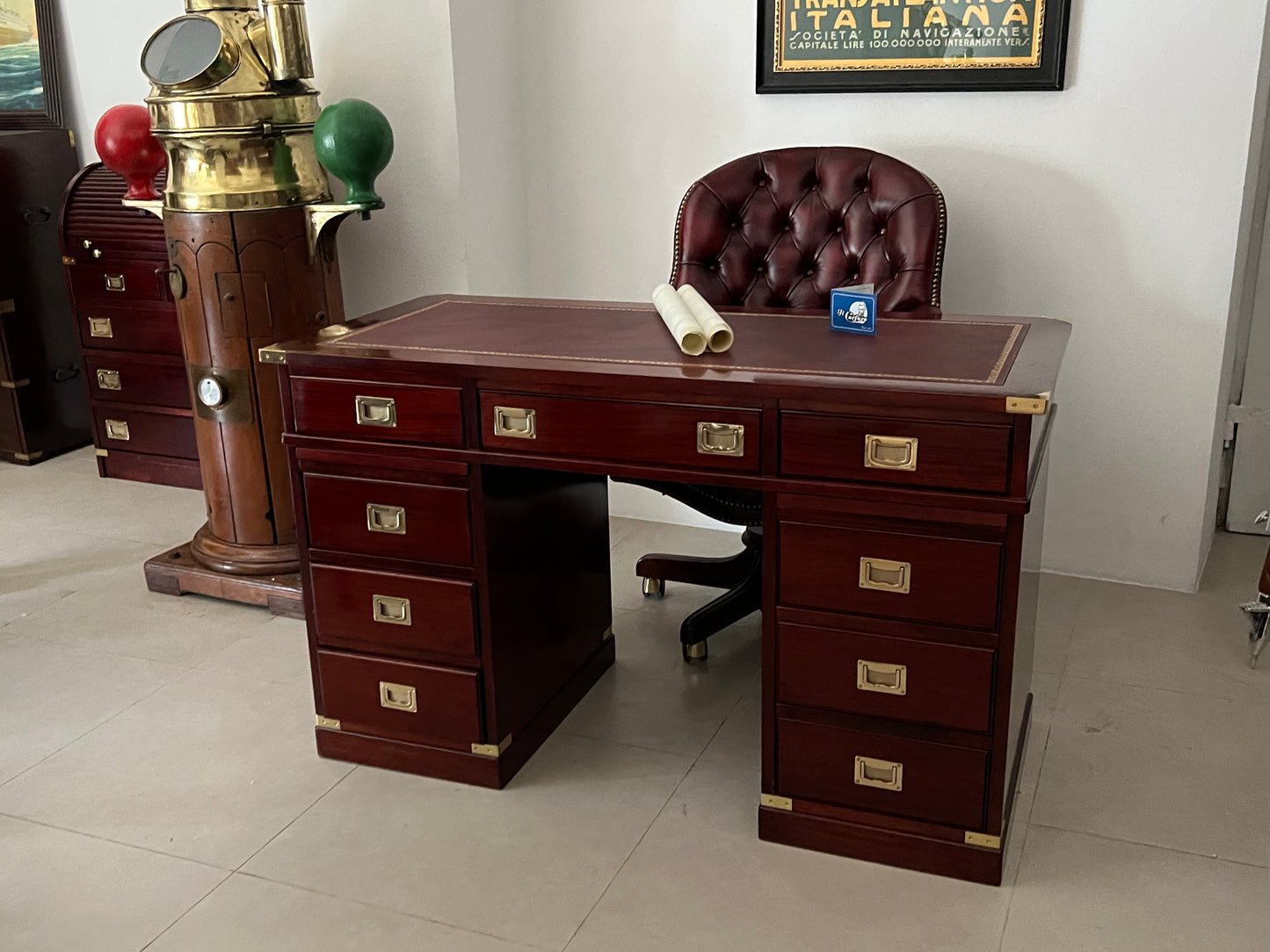 Scrivania del capitano stile marina artigianale dal 1960 Made in Italy