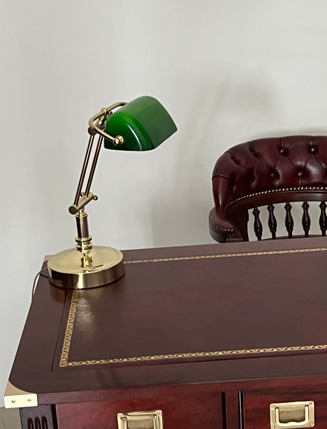 Lampada stile marina da scrivania vetro tegola verde