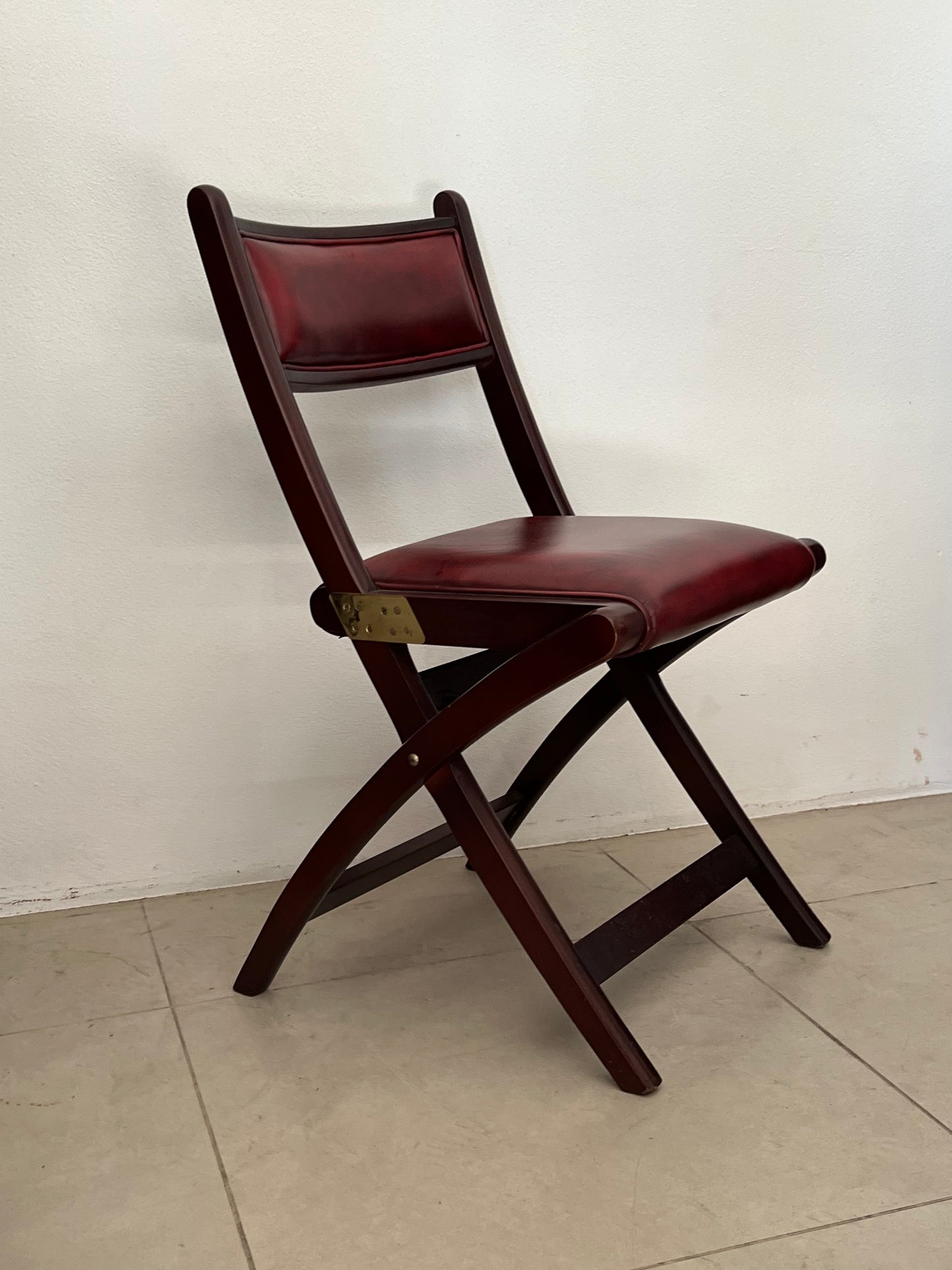 Sedia stile marina in pelle rosso anticato modello Doninzetti