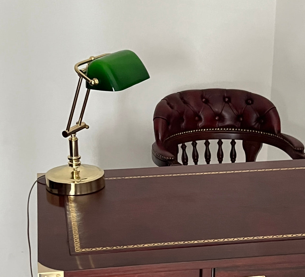Lampada stile marina da scrivania vetro tegola verde