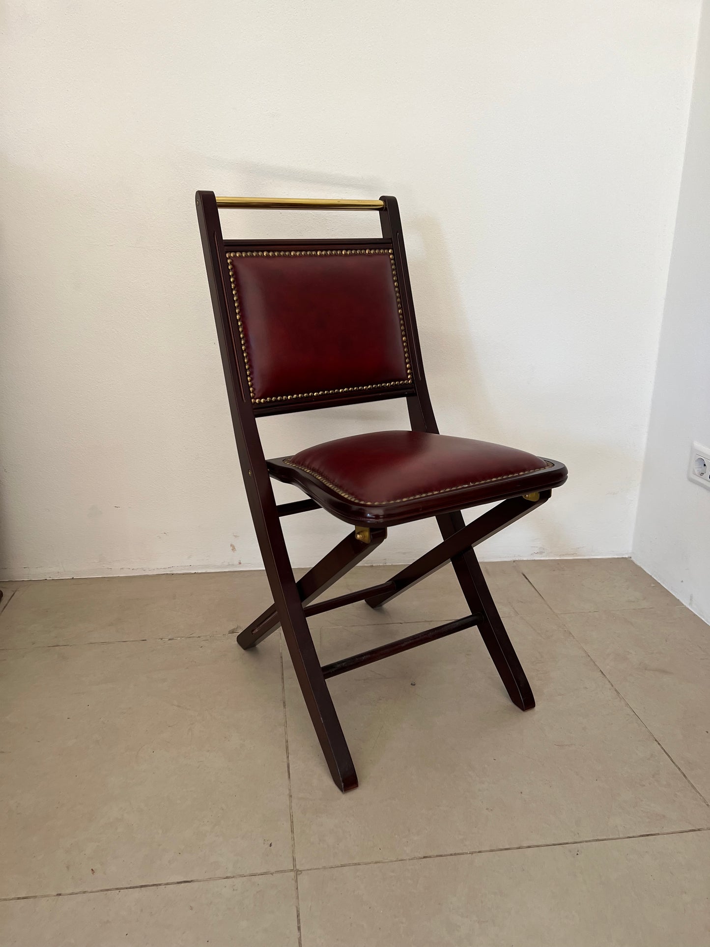 Sedia in pelle pieghevole stile marina artigianale