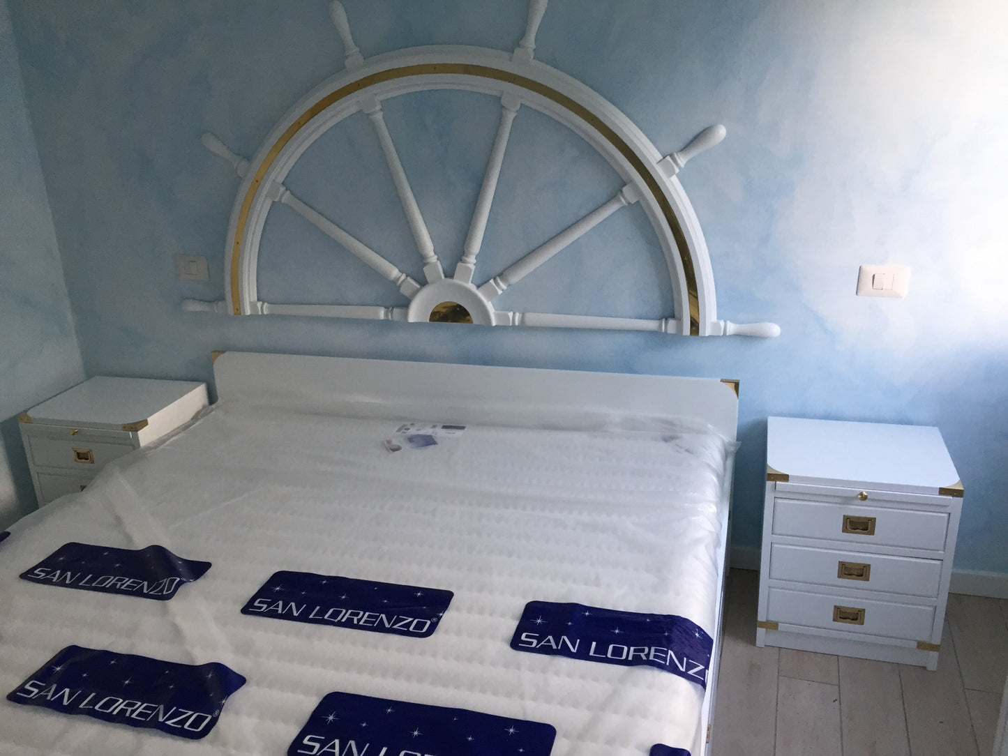 Letto matrimoniale stile marina collezione Bianco New Port made in Italy