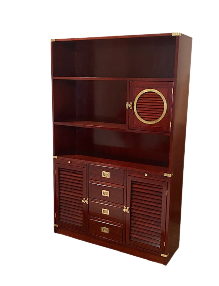 libreria stile marina artigianale con anta oblò scorrevole made in italy