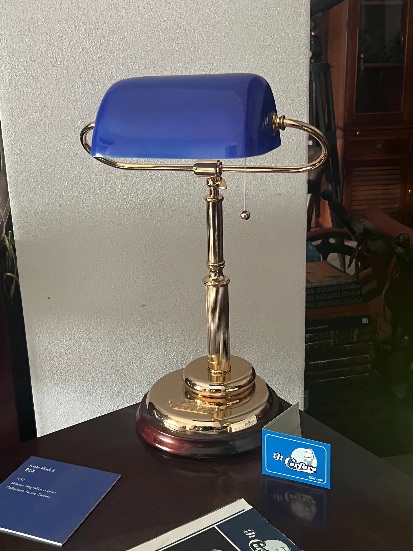 Lampada da scrivania stile marina vetro blu