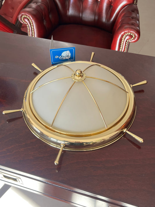 Lampada stile marina in ottone lucido e PARTICOLARE vetro Lampada stile marina in ottone lucido e PARTICOLARE vetro