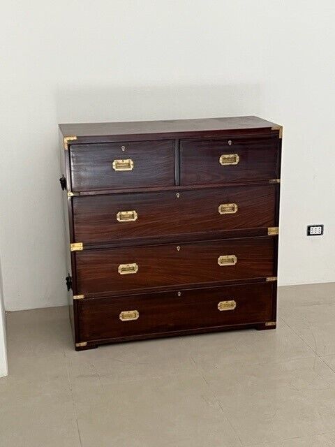 Cassettone navale ANTICO Military Chest inglese in palissandro epoca 1800 Royal Navy