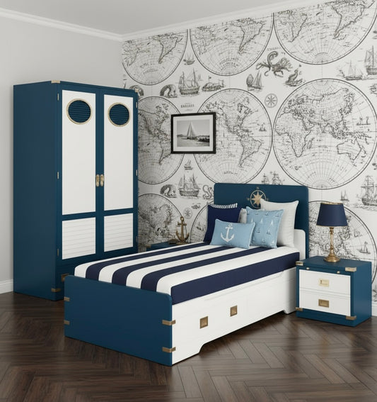 Comodino Stile Marina a due cassetti Linea Mediterraneo