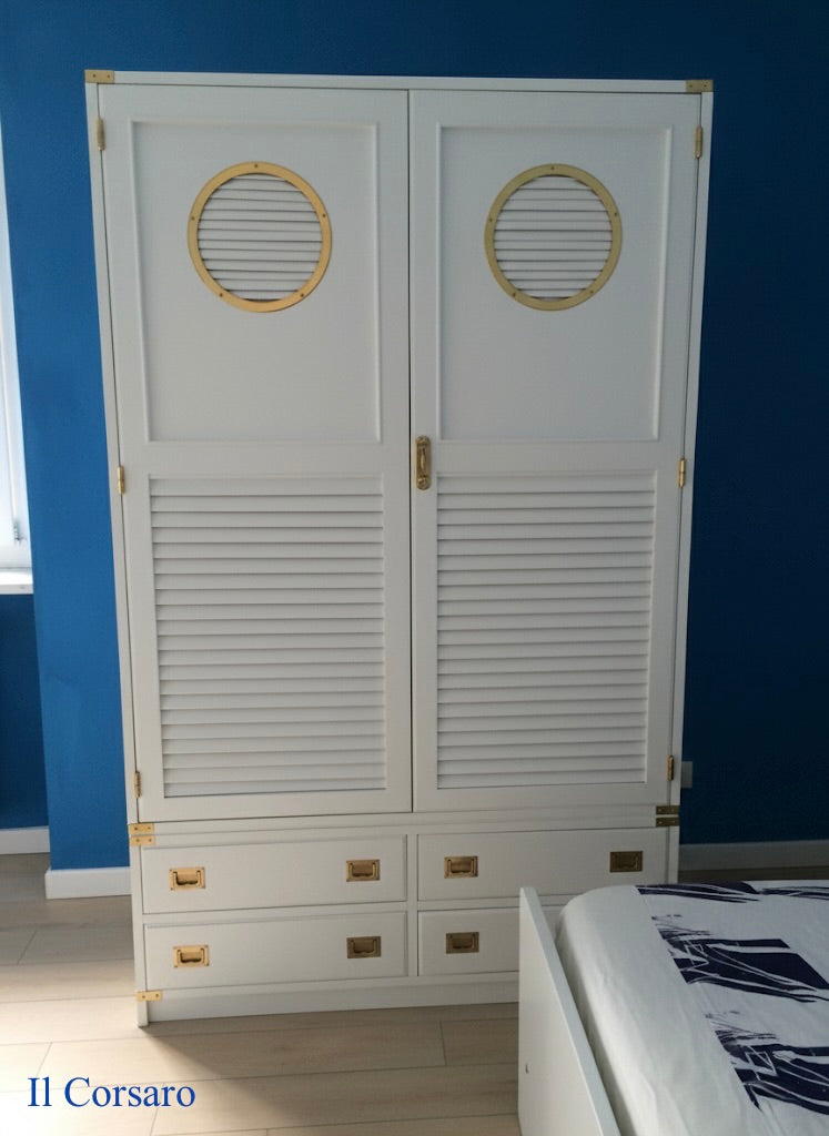 Armadio Stile Marina Il Corsaro della Linea New Port  in legno di mogano artigianale