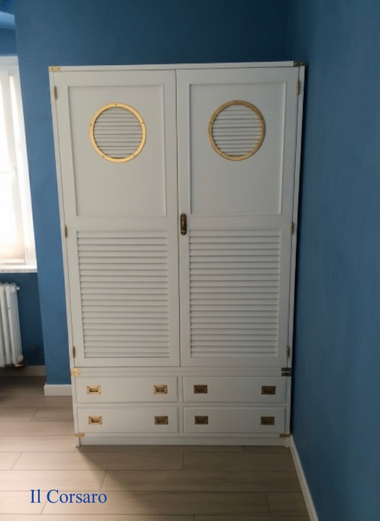 Armadio Stile Marina Il Corsaro della Linea New Port  in legno di mogano artigianale