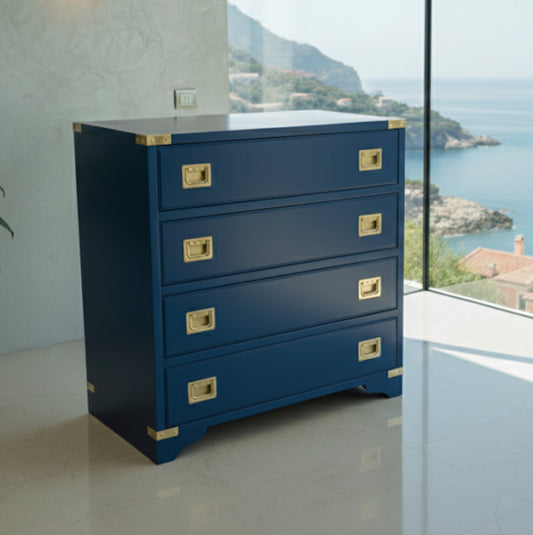 Arredamento Stile Marina Il Corsaro Mobile Cassettone Linea Mediterraneo onda blu in legno di mogano
