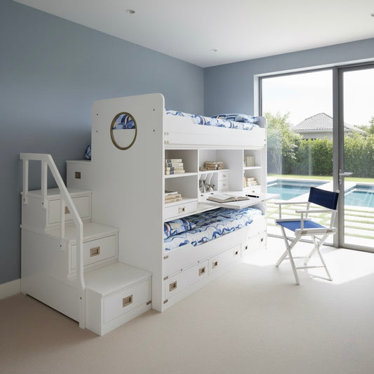 Letto a Castello per la cameretta stile marina Letto multifunzione “Cabina New Port” – Il Corsaro Arredamenti Stile Marina
