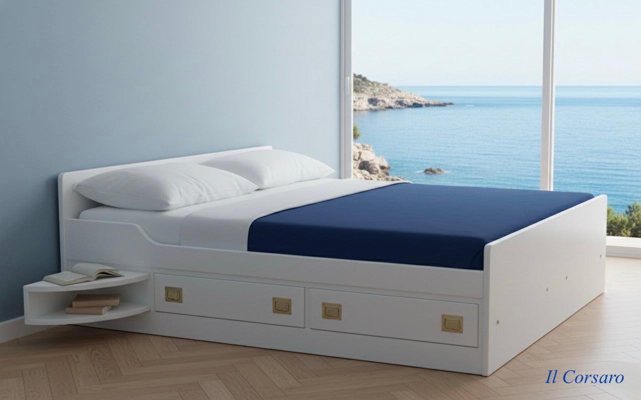 Letto Matrimoniale “Cabina Ammiraglia” – Collezione New Port Il Corsaro Stile Marina