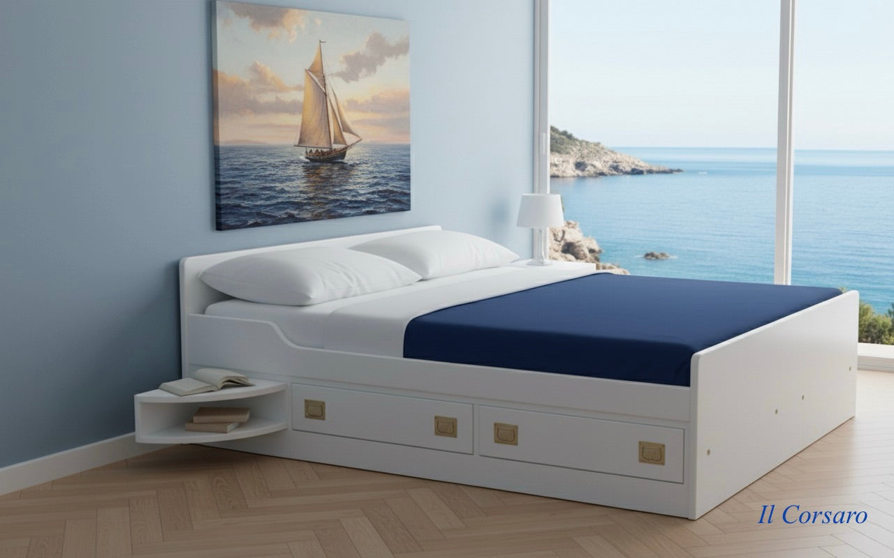 Letto Matrimoniale “Cabina Ammiraglia” – Collezione New Port Il Corsaro Stile Marina