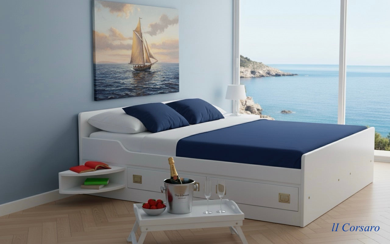 Letto Matrimoniale “Cabina Ammiraglia” – Collezione New Port Il Corsaro Stile Marina
