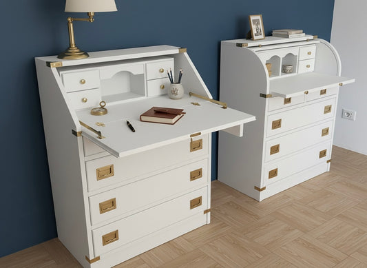 Mobile scrittoio stile marina ribalta a calzatoia e ribalta a rullo Collezione New Port