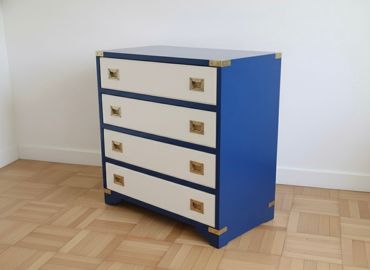Arredamento Stile Marina Il Corsaro Mobile Cassettone Linea Mediterraneo onda blu in legno di mogano
