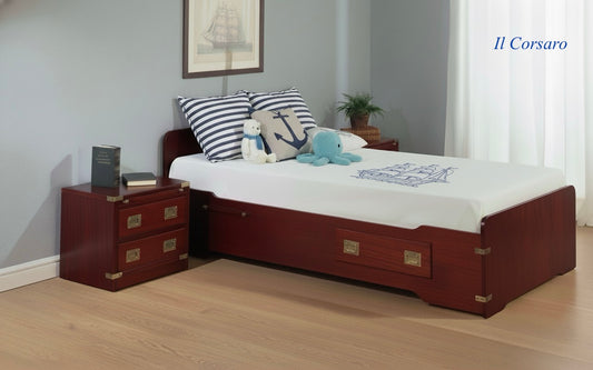 Letto singolo stile marina modello classico in legno di mogano colore a scelta