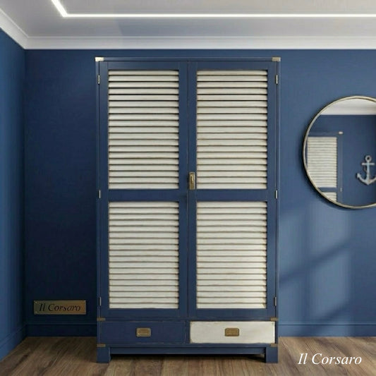 Armadio stile marina modello della Linea Mediterraneo leggermente decapato