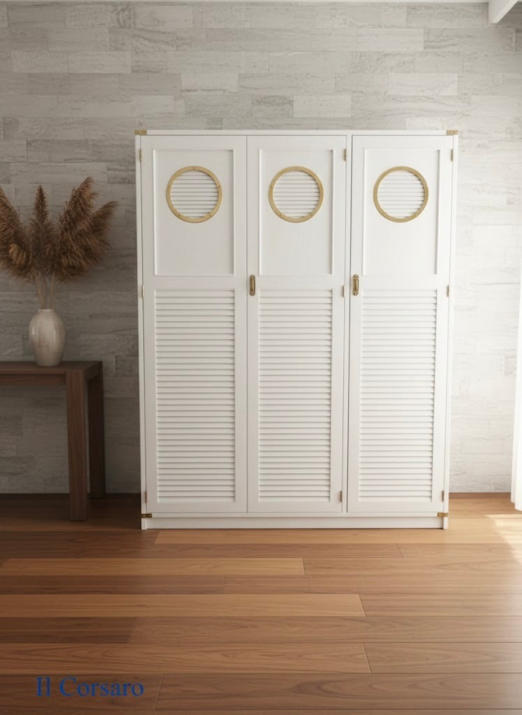 Armadio stile marina Il Corsaro della linea New Port in mogano bianco