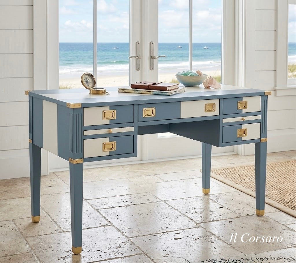 Scrivania stile marina modello Amalfi linea mediterraneo in legno di mogano
