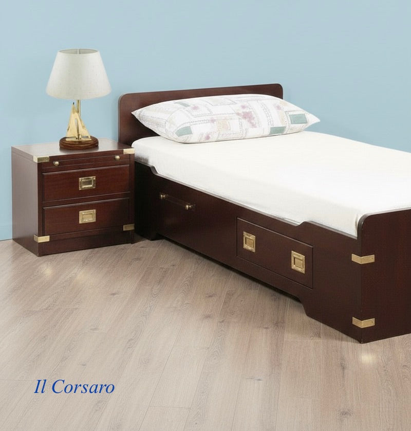Letto singolo stile marina modello classico in legno di mogano colore a scelta