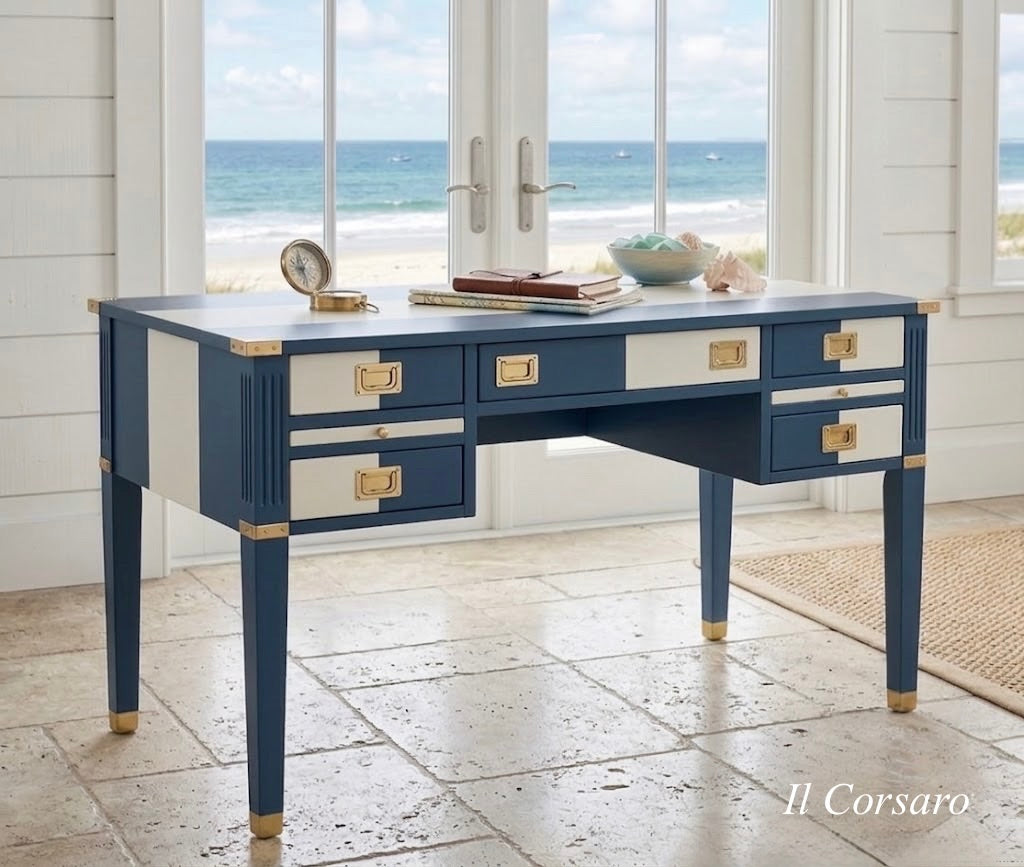 Scrivania stile marina modello Amalfi linea mediterraneo in legno di mogano