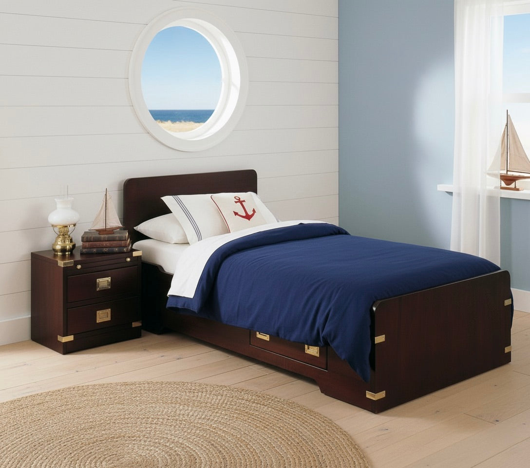 Letto singolo stile marina modello classico in legno di mogano colore a scelta